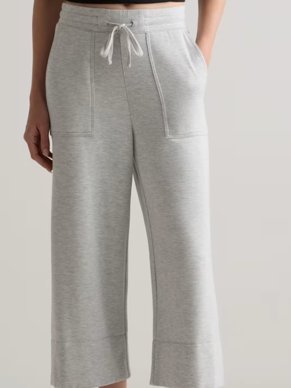 Quince SuperSoft Fleece Cropped Wide Leg Pants